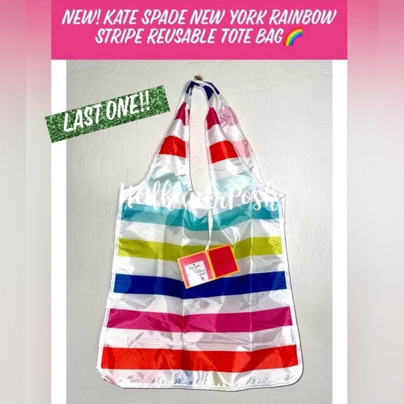 kate spade Handbags - 🎉HP🎉New! Kate Spade New York Rainbow Stripe Reusable/Packable Tote Bag🌈Last One